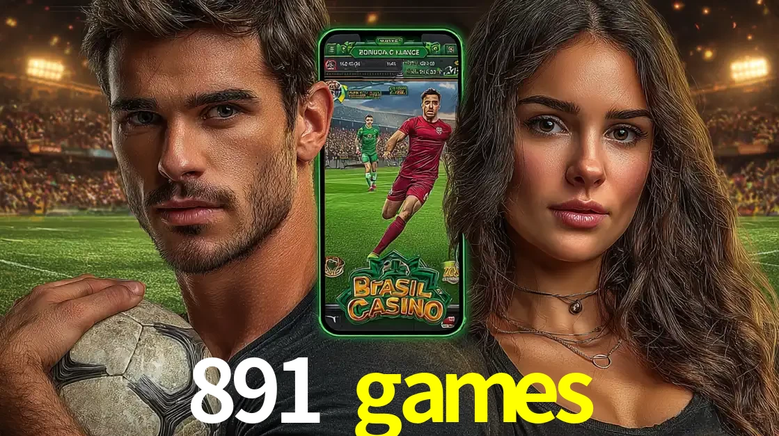 Homem segurando uma bola de futebol e uma mulher ao lado de um smartphone exibindo o jogo de apostas esportivas da 891 games. Faça seu palpite no cassino online.